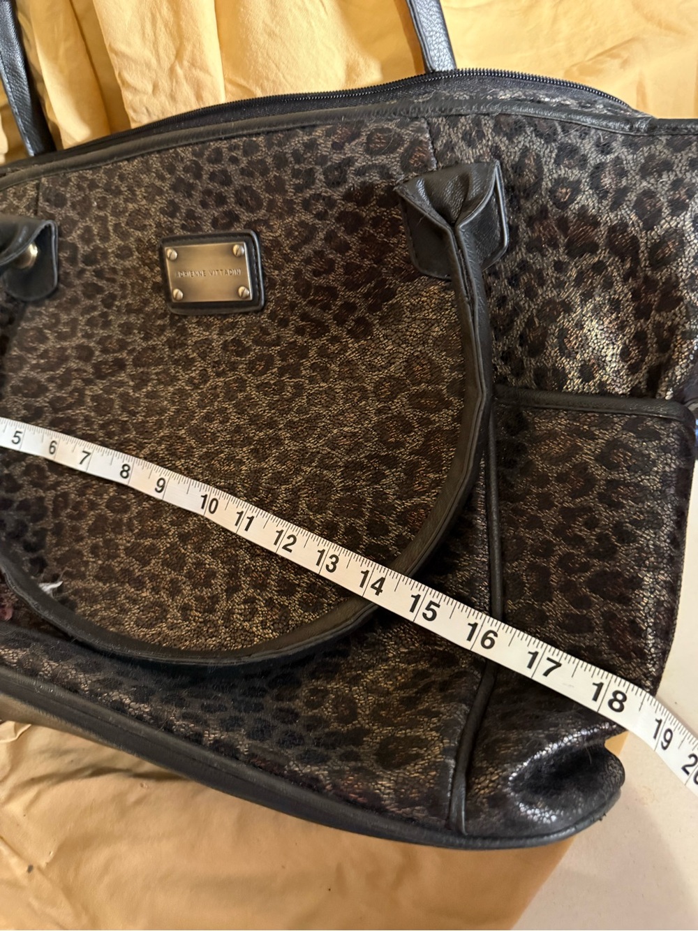 Adrienne Vittadini  Leopard Print Tote Bag with Black Trim